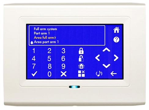 Intruder Alarm Image of touch screen keypad